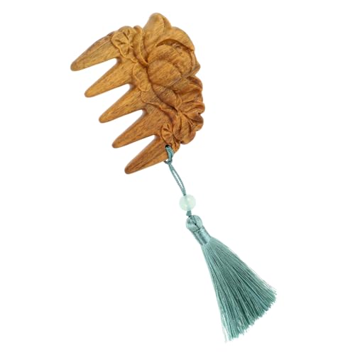 EPIGEIST Breiter Zahnkamm aus Lotus Holz mit Dekorativem Quastenanhänger Tragbarer Massagekamm für Kopfhaut Entwirrt Lockiges Haar Leicht und Kompakt für Damen und Herren Reisegeeignet von EPIGEIST