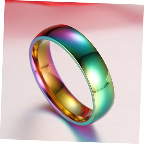 EPIGEIST Bunter Titanstahl Regenbogenring Damen Modischer Wasserdichter Metallring Eleganter Glanzring Schmuck für Alltag und Party von EPIGEIST