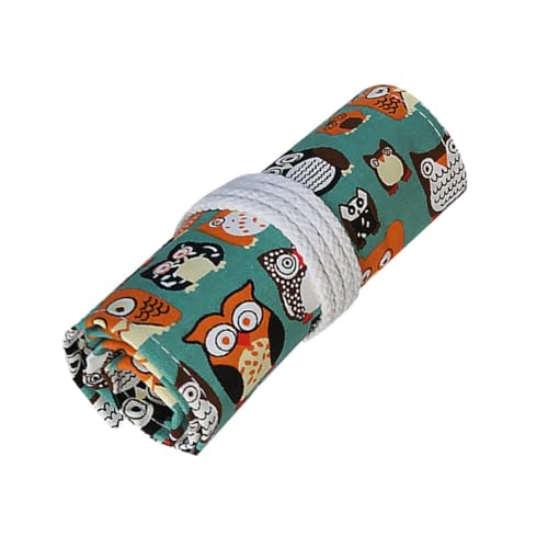 EPIGEIST Cartoon Federmäppchen mit Eulenmuster Stifterolle aus Robustem Praktisches Rollmäppchen für Schule und Künstler Leicht zu Reinigen und Sicher Aufzubewahren von EPIGEIST