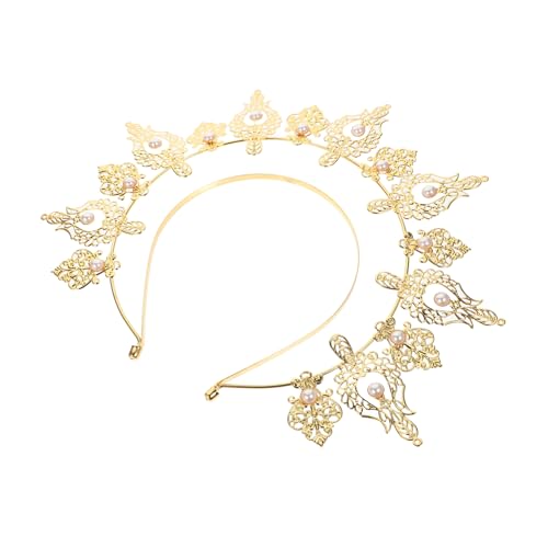 EPIGEIST Eleganter Goldfarbener Vintage Haarreif mit Doppelter Perlenreihe Stilvolles Haarschmuck Accessoire für Damen Leichtes Langlebiges Stirnband für Partys und Besondere Anlässe von EPIGEIST