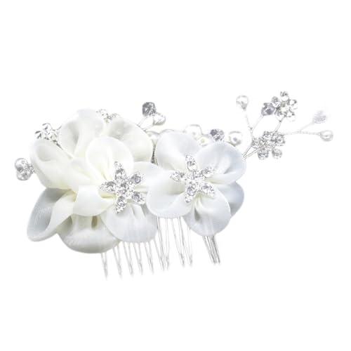 EPIGEIST Eleganter Weißer Haarkamm mit Strassbesatz Blüte Modischer Brautschmuck für Hochzeiten Festliche Anlässe und Brautfrisuren Funkelndes Accessoire für Damen von EPIGEIST