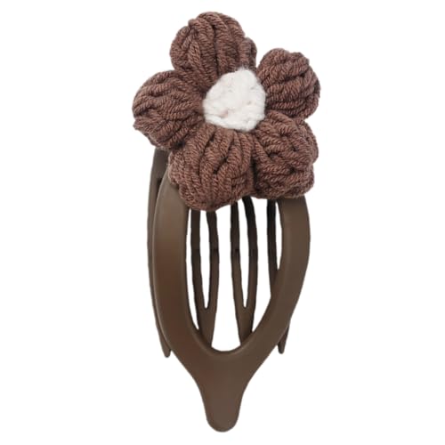 EPIGEIST Gehäkelte Blumen Haarspange aus Weichem Garn Starker für Dickes und Dünnes Haar Dutt Haarklammer Bequemer Haarschmuck für Hochzeit und Frühling Braun von EPIGEIST