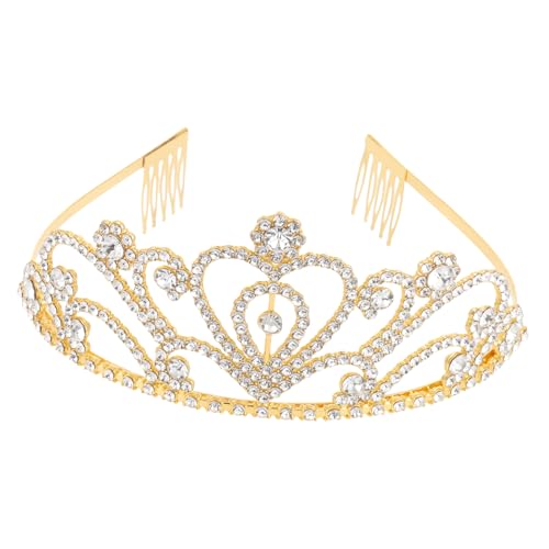 EPIGEIST Goldfarbenes Herz Krone Haarschmuck Metall Tiara Stirnband für Damen Hochzeit Brautschmuck Foto Requisite Festliche Anlässe von EPIGEIST