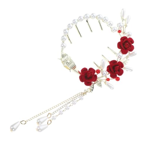 EPIGEIST Haarklammer mit Rosenquaste Perlen Haarschmuck für Damen Hoher Pferdeschwanz Clip Schonend für Dickes und Dünnes Haar Perfektes Accessoire für Party und Alltag von EPIGEIST