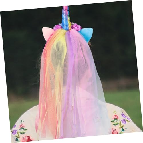 EPIGEIST Haarreif mit Einhorn Design Schleier Haarschmuck für Mädchen Rutschfester Kopfschmuck für Party Geburtstag Karneval und Cosplay Süßes Accessoire von EPIGEIST
