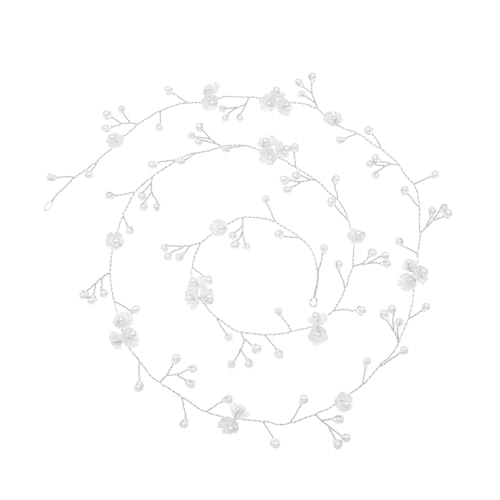 EPIGEIST Handgefertigte Haarkette Silber Verlängert Perlen Muschel Blüten Haarband Damen Haarschmuck Hochzeit Vintage Brautschmuck Festlicher Kopfschmuck von EPIGEIST