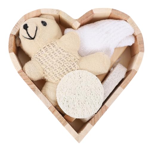 EPIGEIST Herzförmiges Bade set mit Kleinem Bären Peeling wellness Geschenk für Frauen Sanftes Hautexfolieren Hautfreundliche Materialien Weihnachts Hochzeitsgeschenk von EPIGEIST