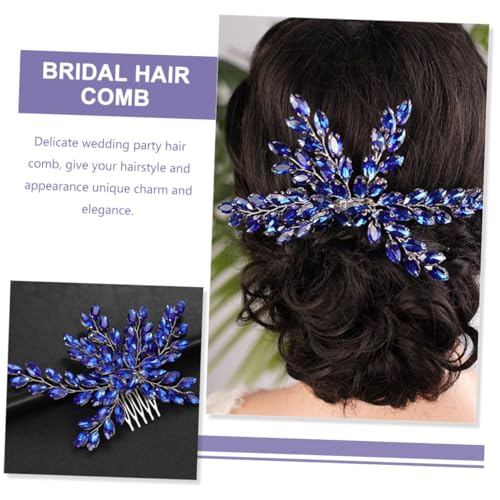 EPIGEIST Hochzeit Haarkamm mit Perlen und Blauen Strasssteinen Eleganter Brautschmuck Langlebiger Haarkamm für Frauen Vielseitiges Haar accessoire für Besondere Anlässe Wie Hochzeit und von EPIGEIST