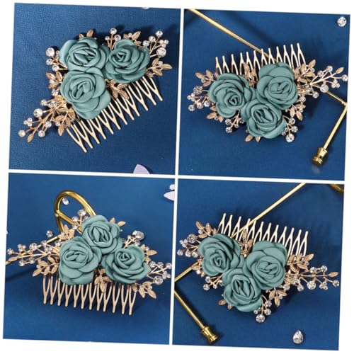 EPIGEIST Hochzeit Haarkamm mit Strass Floraler Brautschmuck mit Künstlichen Blumen Eleganter Haarschmuck für Braut und Brautjungfern Festlicher Haaraccessoire für Besondere Anlässe von EPIGEIST