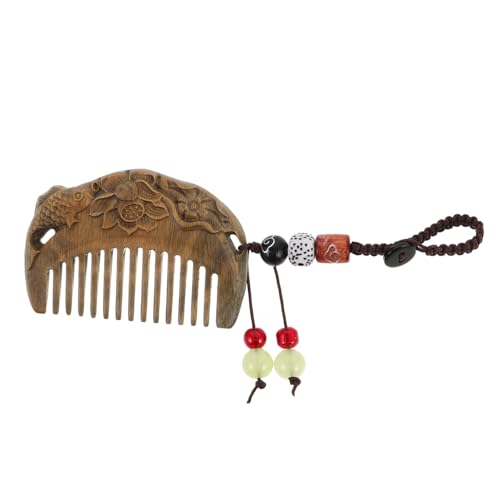 EPIGEIST Holzkamm Aus Sandelholz Mit Lotus Und Fischschnitzerei Mini-taschenkamm Für Damen Tragbarer Reisekamm Naturholzkamm Im Chinesischen Stil Vintage-kamm Als Schlüsselanhänger von EPIGEIST