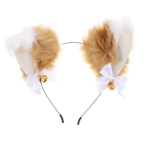 EPIGEIST Ohr-stirnband Aus Plüschhaar Party-haarband Mit Goldenen Glöckchen Ohr-haarreif Für Halloween-thema Kreativer Kopfschmuck Geeignet Für Verschiedene Kopfgrößen von EPIGEIST