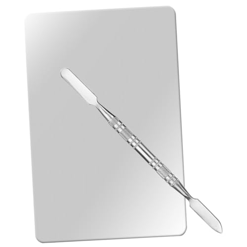 EPIGEIST Makeup Mischpalette aus Edelstahl mit Spatel Kompakt und Leicht Glatte Oberfläche für Foundation Lidschatten und Lippenstift Tragbar für Professionelle und Private Make Up von EPIGEIST