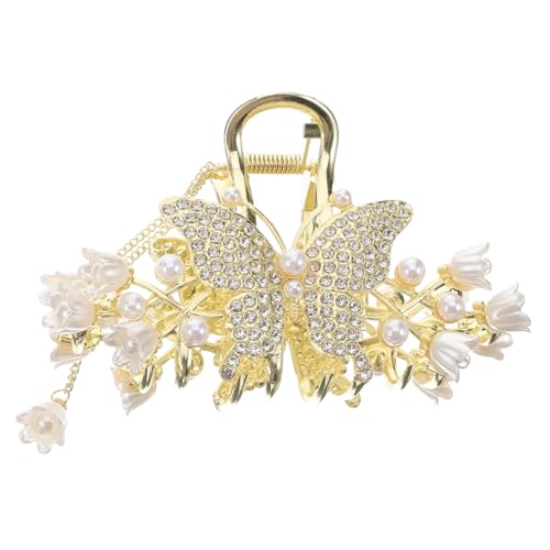 EPIGEIST Metall Haarklammer Schmetterlingspange mit Perlen und Quasten Großer Krallenclip für Dickes Haar Eleganter Haarschmuck für Damen Sicherer Halt und Vielseitig für Festliche und von EPIGEIST