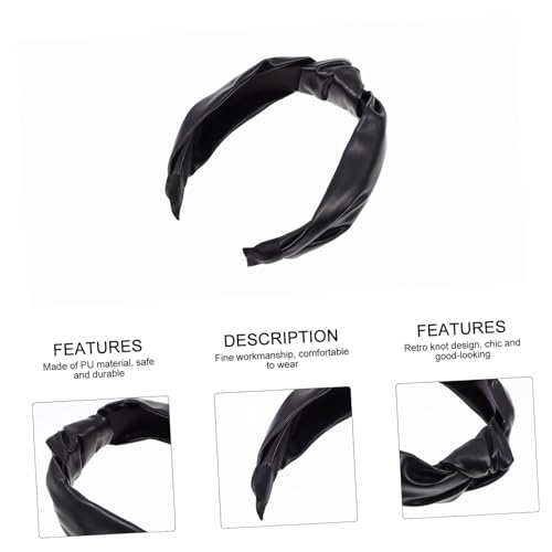 EPIGEIST PU Leder Haarband Breit Rutsch Stirnband mit Knoten Modisches Haarreif für Party Cosplay und Alltag Strapazierfähiges Vielseitiges Damen Haarband in Schwarz von EPIGEIST