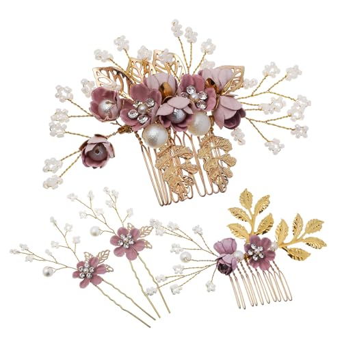 EPIGEIST Perlen Haarkamm Set Teilig mit Strass und Blumen Eleganter Brautschmuck für Hochzeit und Festliche Anlässe Vielseitige Haarnadeln und Seitenkämme Modischer Haarschmuck für Damen von EPIGEIST