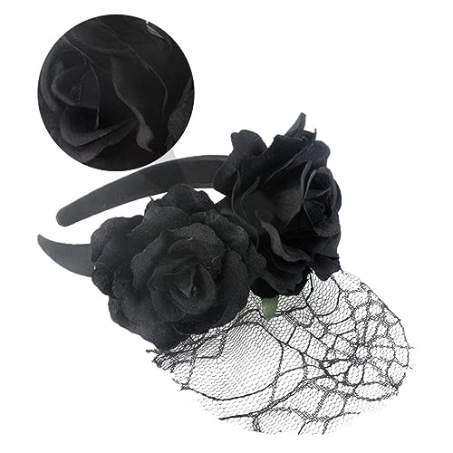 EPIGEIST Schwarzes Rosen Gauze Haarband Party Kopfschmuck für Tanz und Festtagsoutfits Wiederverwendbarer Haarschmuck aus Geeignet für Halloween und Festliche Anlässe von EPIGEIST