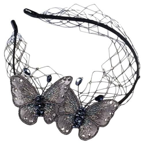 EPIGEIST Schwarzes Schmetterling Stirnband aus Besticktem Netzstoff mit Funkelnden Strasssteinen Modischer Haarschmuck für Damen Geeignet für Partys Fotoshootings und Alltag von EPIGEIST