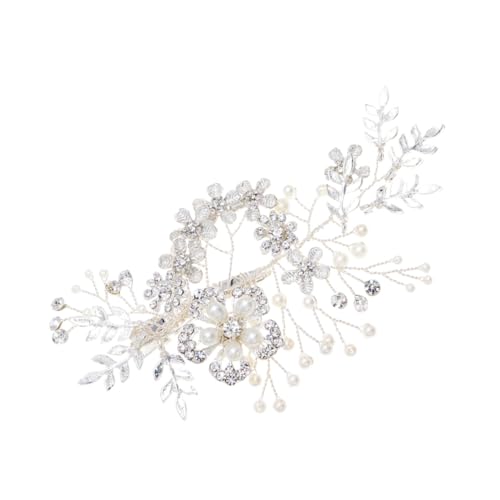 EPIGEIST Silberne Haarklammer mit Strass und Perlen Eleganter Brautschmuck Vintage Haarspange für Hochzeit Festlicher Haarschmuck für Braut und Brautjungfer Robustes Einfach zu Tragen von EPIGEIST