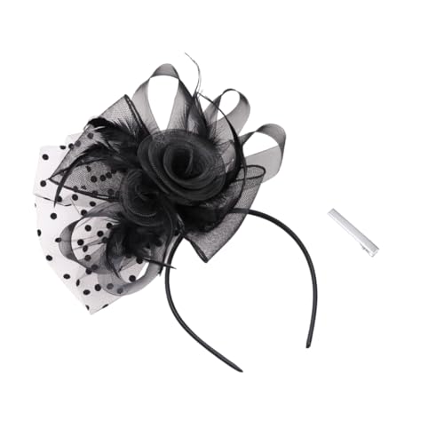EPIGEIST Veil Haarreifen Mit Rosafarbener Blumenform Haarschmuck Für Für Partys Hochzeiten Und Festivals Headwear Schwarz von EPIGEIST