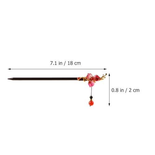 EPIGEIST Vintage Chinesische Haarnadel mit Rotem Blumenmotiv und Quaste Leichter Holz haarstab für Damen Traditioneller Haarschmuck für Dutts und Festliche Anlässe Eleganter Retro haarstab von EPIGEIST