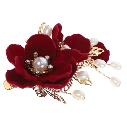EPIGEIST Vintage Roter Camellia Haarclip Damen Haarklammer mit Zartem Blumenmotiv Fester Sitz Antike Seitliche Haarnadel für Hanfu und Stilvolle Alltagslooks von EPIGEIST