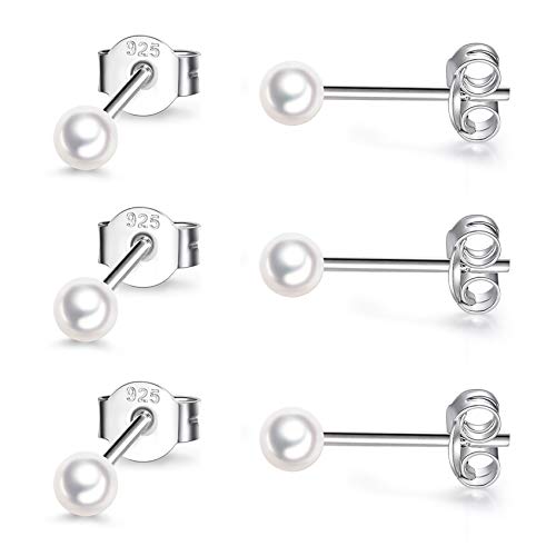 EPIRORA Damen Sterling Ohrstecker Männer 3 Paar Winzige Kugel Ohrstecker Runde Cz Ohrringe Perlenohrringe Set Knorpel Tragus Ohrringe Nase Lippenringe Silber1 von EPIRORA
