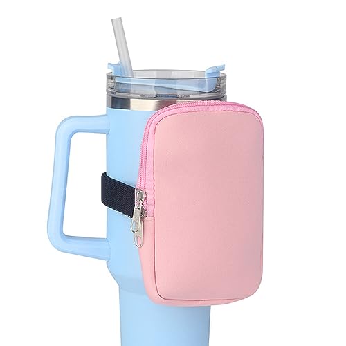 Wasserflaschentasche für Stanley, Fitness-Becher, Zubehör für Frauen, kompatibel mit Stanley Quencher Adventure 1,2 l und IceFlow 50,8 l, Becher mit Tasche für Handy, Karte, Schlüssel, Bargeld (Pink) von EPLUSER