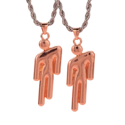 EPRHAY 2Pcs Unisex Silber Gold Doppelte Halskette,Neuheit Polierte Glänzende Menschliche Anhänger Halskette,Männer Mädchen Schmuck Geburtstag Geschenk,Hip Hop Kette Halsband Halsschmuck (Rose Gold) von EPRHAY