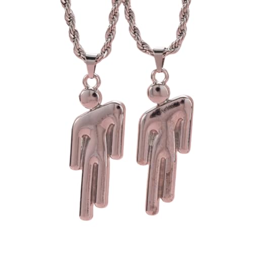EPRHAY 2Pcs Unisex Silber Gold Doppelte Halskette,Neuheit Polierte Glänzende Menschliche Anhänger Halskette,Männer Mädchen Schmuck Geburtstag Geschenk,Hip Hop Kette Halsband Halsschmuck (Silber) von EPRHAY