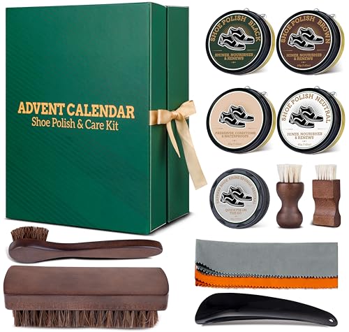 EPUMP Leder-Schuhputzset Adventskalender 2025 für Herren Damen - 12-teiliges Schuhputzset mit Rosshaarbürsten-Set - Perfektes Geschenk zu Weihnachten oder Geburtstagen EPUMP Leder-Schuhputzset Adventskalender 2025 für Herren Damen - 12-teiliges Schuhputzset mit Rosshaarbürsten-Set - Perfektes Geschenk zu Weihnachten oder Geburtstagen von EPUMP