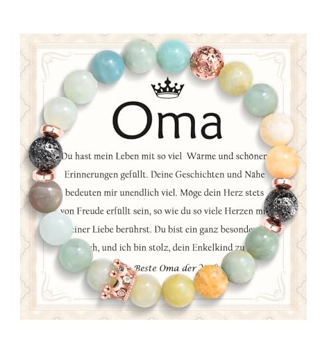 EPVID Oma Geschenke, Amazonit Armband für Großmutter, Liebevolles Geschenk für Oma zum Geburtstag Weihnachten Muttertag, Muttertagsgeschenk Geschenkideen für die Großmutter von Enkel Enkelin von EPVID