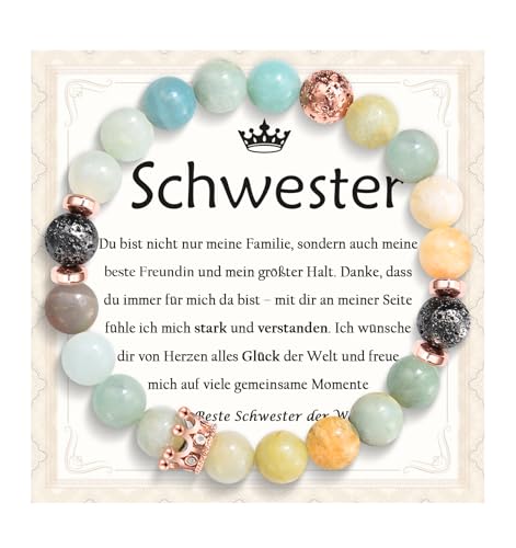 EPVID Schwester Geschenke, Amazonit Armband für Schwester, Liebevolles Geschenk für Schwester von Bruder zum Geburtstag Weihnachten Abschluss Kommunion, Geschenkideen für Große Kleine Schwester EPVID Schwester Geschenke, Amazonit Armband für Schwester, Liebevolles Geschenk für Schwester von Bruder zum Geburtstag Weihnachten Abschluss Kommunion, Geschenkideen für Große Kleine Schwester von EPVID
