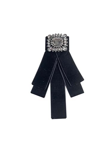 Brosche mit Schleife for Damen, Broschennadel, vorgebundene Brosche mit Schleife aus Samt for Damen mit Strasssteinen for Hochzeitsfeiern(Black) von EQEQE