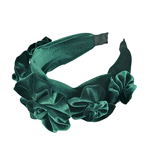 Damen-Stirnbänder, Bandana, modisches Damen-Stirnband mit Flanell-Blumenmotiv, Haarband, Kopfbedeckung, Accessoire(Green) von EQEQE