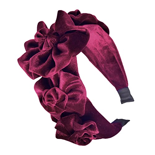 Damen-Stirnbänder, Bandana, modisches Damen-Stirnband mit Flanell-Blumenmotiv, Haarband, Kopfbedeckung, Accessoire(Red) von EQEQE