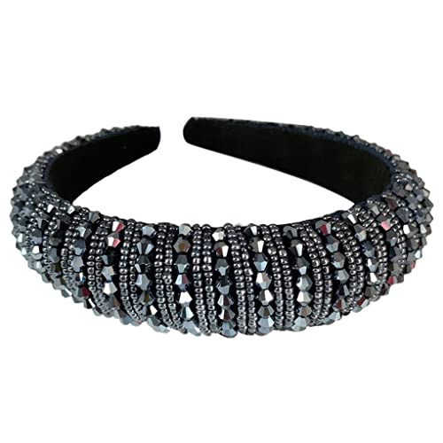 Damen-Stirnbänder, Haarbänder mit Perlen, Kristall-Strasssteinen, Kopfbedeckung im Barockstil, Haar-Styling-Accessoires, Stirnbänder, Kopfbedeckungen for Frauen, Weißgold(Blue) von EQEQE