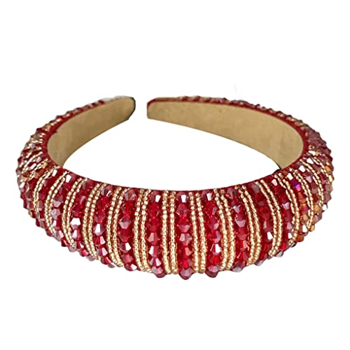 Damen-Stirnbänder, Haarbänder mit Perlen, Kristall-Strasssteinen, Kopfbedeckung im Barockstil, Haar-Styling-Accessoires, Stirnbänder, Kopfbedeckungen for Frauen, Weißgold(Red Gold) von EQEQE