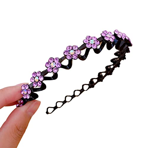 Damen-Stirnbänder, Haarband for Damen, modisches Aussehen, gute Elastizität, Stirnband mit funkelnden Strasssteinen, Lila(Purple) von EQEQE