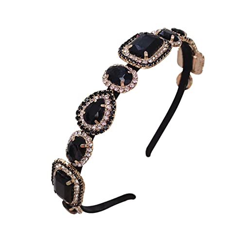 Damen-Stirnbänder, Haarreifen, funkelnde, mit Strasssteinen eingelegte, rutschfeste Haarbänder, Haarreifen, Kopfbedeckungen for Frauen und Mädchen(Black) von EQEQE