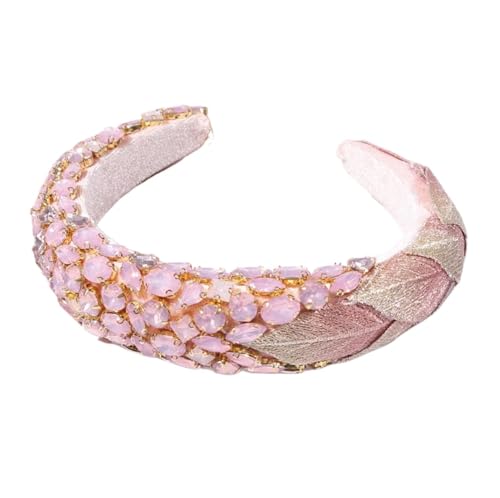 Damen-Stirnbänder, Luxuriöse Haarbänder mit Kristallen, Haar-Accessoires for Damen, Barock, gepolstertes Stirnband, Rosa/Lila, Strass-Stirnband, Prinzessinnen-Kopfschmuck(Pink) von EQEQE