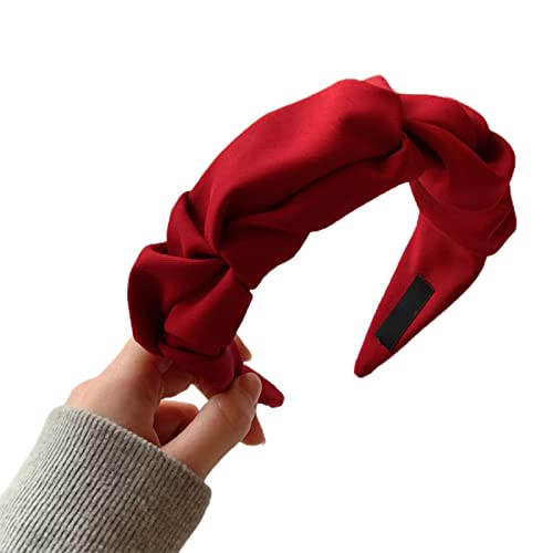 Damen-Stirnbänder, Stirnband, Vintage-Plissee-Stirnband, for Damen, rutschfest, Himmelblau(Wine Red) von EQEQE