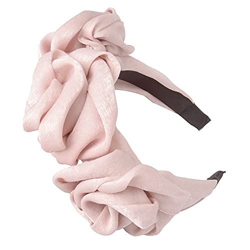 Damen-Stirnbänder, geflochtenes, gepolstertes Samt-Stirnband mit Rosenmotiv, Alice-Haarbänder im Vintage-Stil, Matador-Stirnbänder, breiter Haarreifen, Haar-Accessoires(Pink) von EQEQE