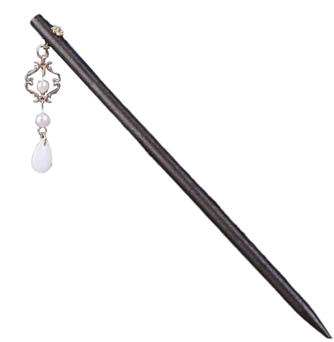 Haarstab, chinesische Haarnadel, Haar-Essstäbchen, Haar-Essstäbchen, 2 Stück Holz-Haarstäbchen, Perlen-dekorative Haar-Essstäbchen for Frauen, Haar-Accessoires, chinesischer klassischer Stil(Style 12) von EQEQE