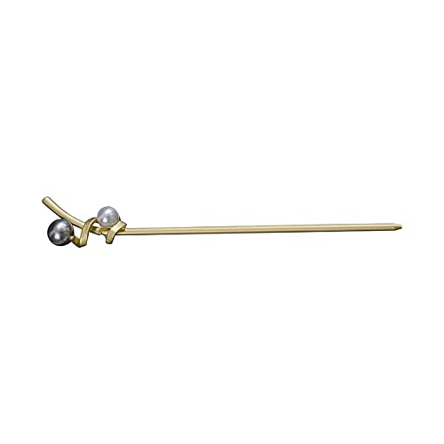 Haarstab, chinesische Haarnadel, Haar-Essstäbchen, Haar-Essstäbchen, runde Perlen, dekorative einfache Haar-Essstäbchen for Brötchen, elegant(Golden) von EQEQE