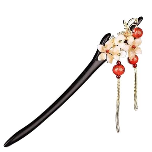 Haarstab, chinesische Haarnadel, Haarstäbchen, Haarstäbchen, Haarstäbchen aus Holz for Dutts, Imitationsperlen, Quasten-Haarstäbchen, elegante Haarnadeln, chinesischer Klassiker von EQEQE