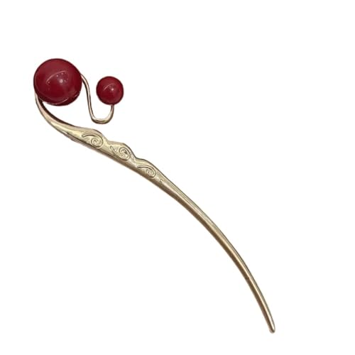 Haarstab, chinesische Haarnadel, Haarstäbchen, Haarstäbchen, Perlen-dekorative Haarstäbchen, modische Metall-Haarstäbchen, elegante Haarnadeln, einfache Essstäbchen(Red) von EQEQE