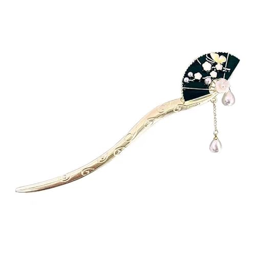 Haarstab, chinesische Haarnadel, Haarstäbchen, Haarstäbchen, fächerförmige Haarstäbchen, Perlenquasten-Haarstäbchen, elegante Haarnadeln im chinesischen Stil for Damenbrötchen von EQEQE