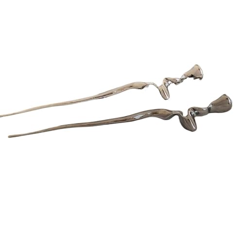 Haarstab, chinesische Haarnadel, Haarstäbchen, Haarstäbchen, unregelmäßig gedrehte geometrische Haarstäbchen, modische Haarstäbchen aus Metall, elegante Haarnadeln, einfach(Silver+Black) von EQEQE