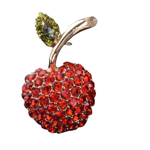 Silberne Brosche, Anstecknadel mit Kristallen, Brosche mit Strasssteinen, elegante Anstecknadel mit Kristallen und Apfelmotiv for Damen, Accessoire for Mäntel, Anzüge, Pullover, Kragen von EQEQE