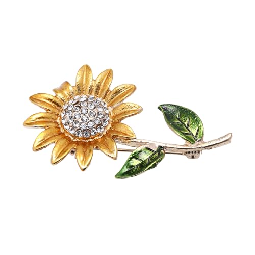 Silberne Brosche, Anstecknadel mit Kristallen, Sonnenblumen-Brosche aus Kristallen for Damen, modisches Strass-Accessoire for Kleider, Schals und Hemden von EQEQE